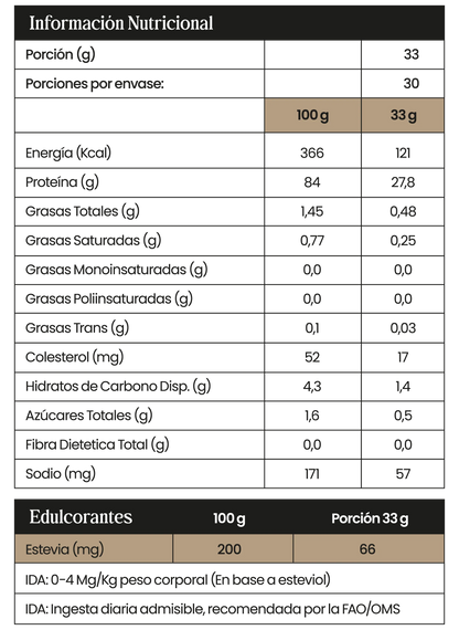 NINE9 Protein Isolate Vainilla Latte Proteína aislada de suero de leche (WPI) con café descafeinado · Apta para intolerantes a la lactosa · Sin azúcar añadida · Sin gluten