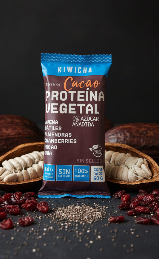 Barra Energética Cacao 85% Kiwicha — 60 g Energía vegetal · Sin azúcar añadida · 100% vegana